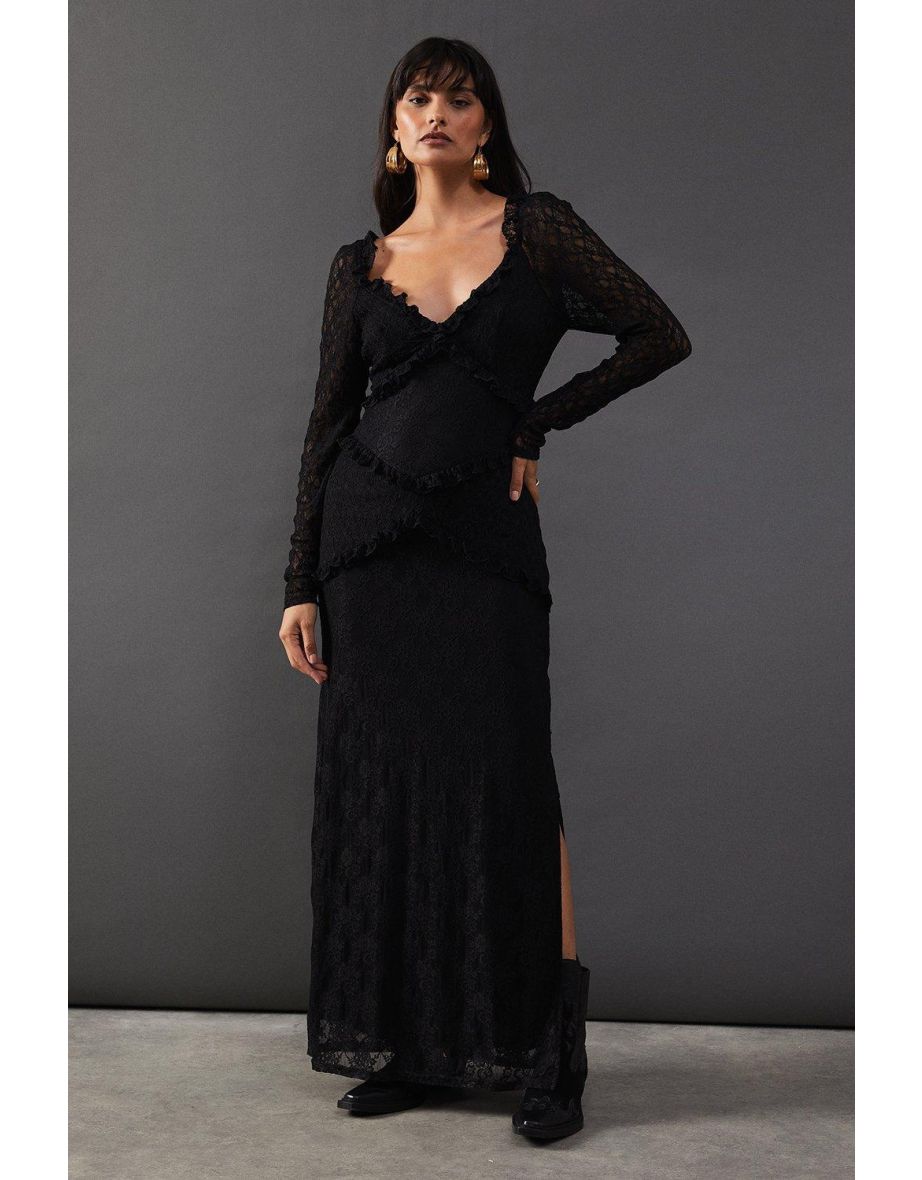Shop Mixed Lace Sweetheart Neck Maxi Dress Online in Bahrain VogaCloset
