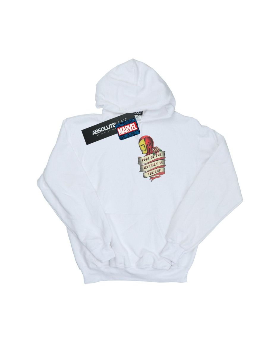 Marvel Boys Iron Man Tattoo Journey Breast Print Hoodie - White - 1