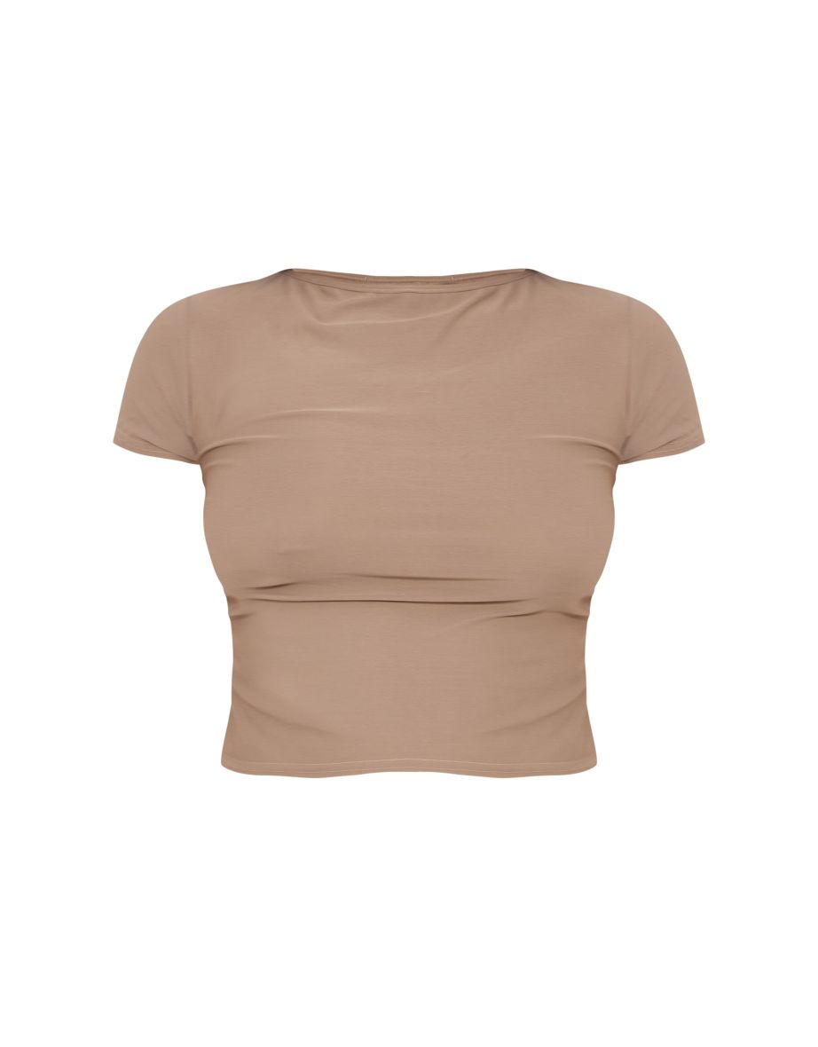 Maternity Taupe Soft Touch Ruched Top - 4