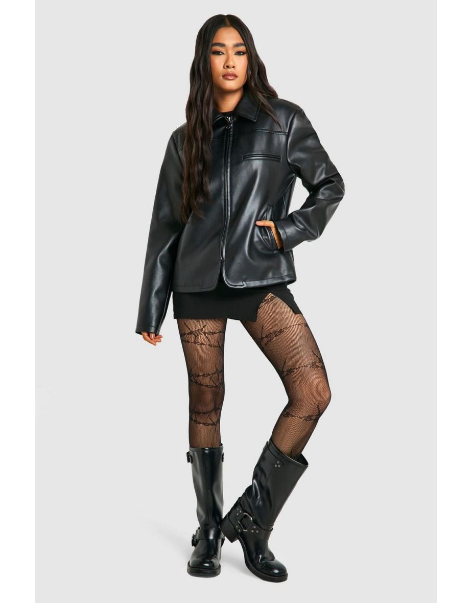 Halloween Barbed Wire Fishnet Tights - black