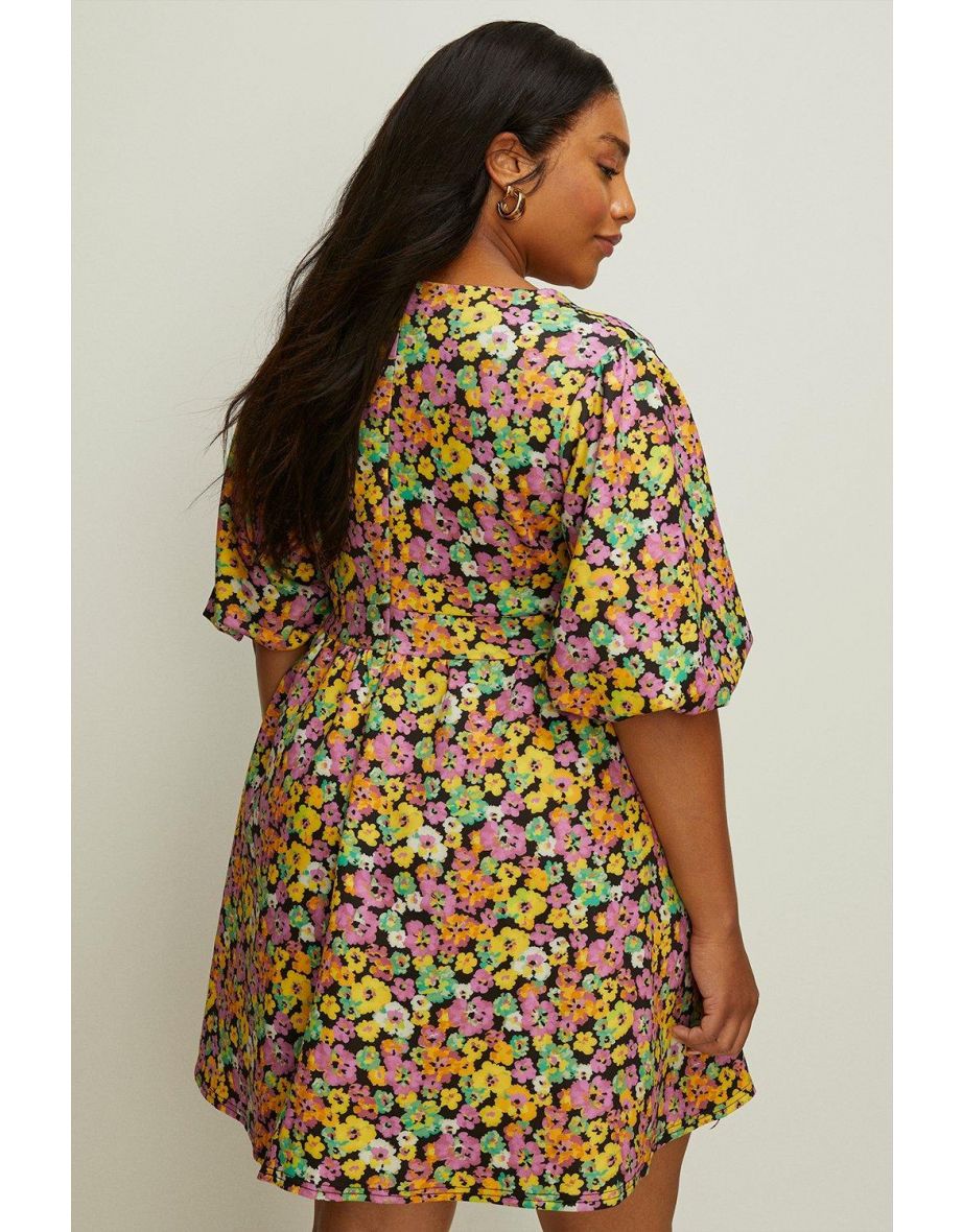 Plus Size Ditsy Floral Scuba Skater Dress - 2