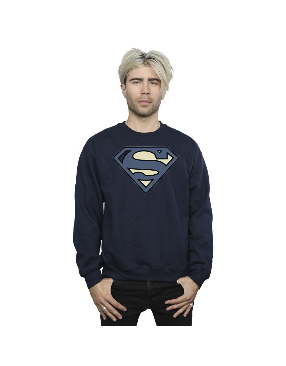 DC Comics Mens Superman Indigo Blue Logo Sweatshirt - Navy Blue