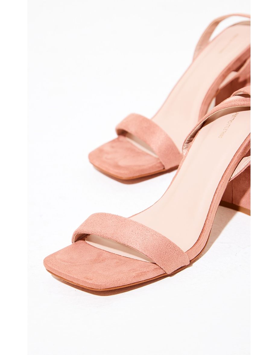 Nude Thick Strap Block Heeled Sandals - 3