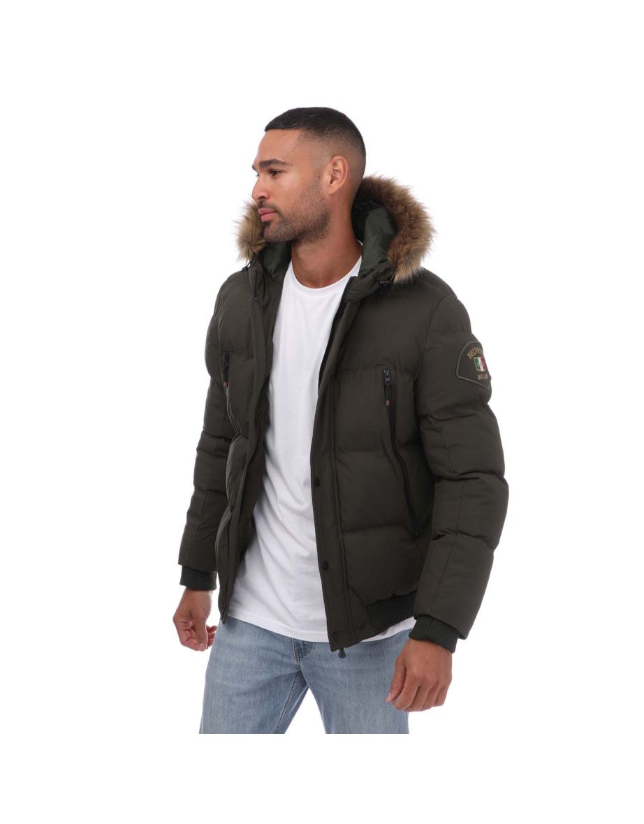 Men's Belvotti Milano Treyan Padded Parka Jacket in Green