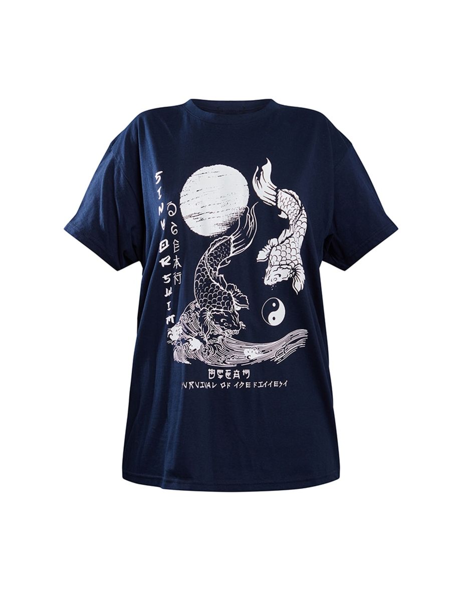 Navy Sink Or Swim Printed T Shirt - 4