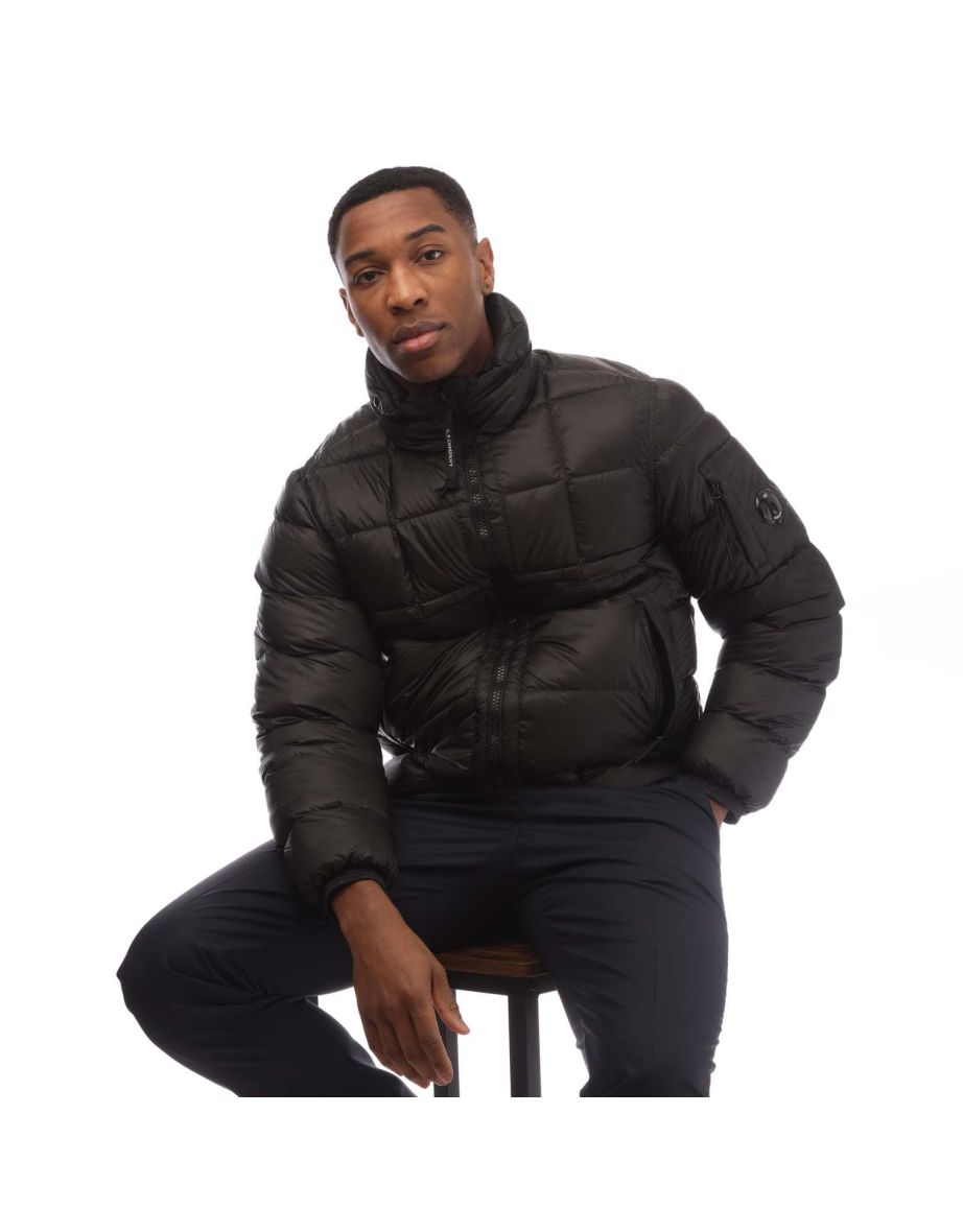 Men's C.P. Company D.D. Shell Hooded Short Down Jacket in Black - 3