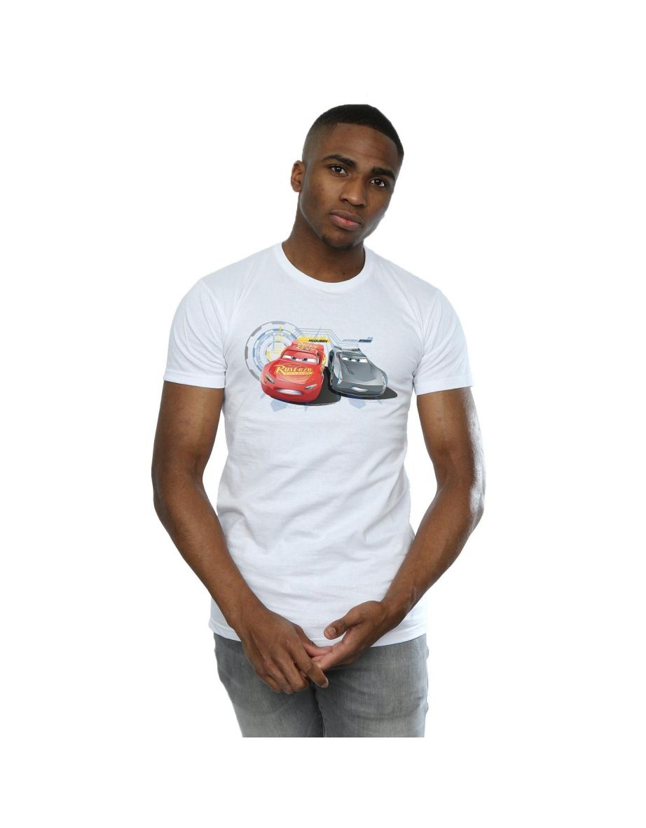Disney Mens Cars Lightning Vs Storm T-Shirt - White
