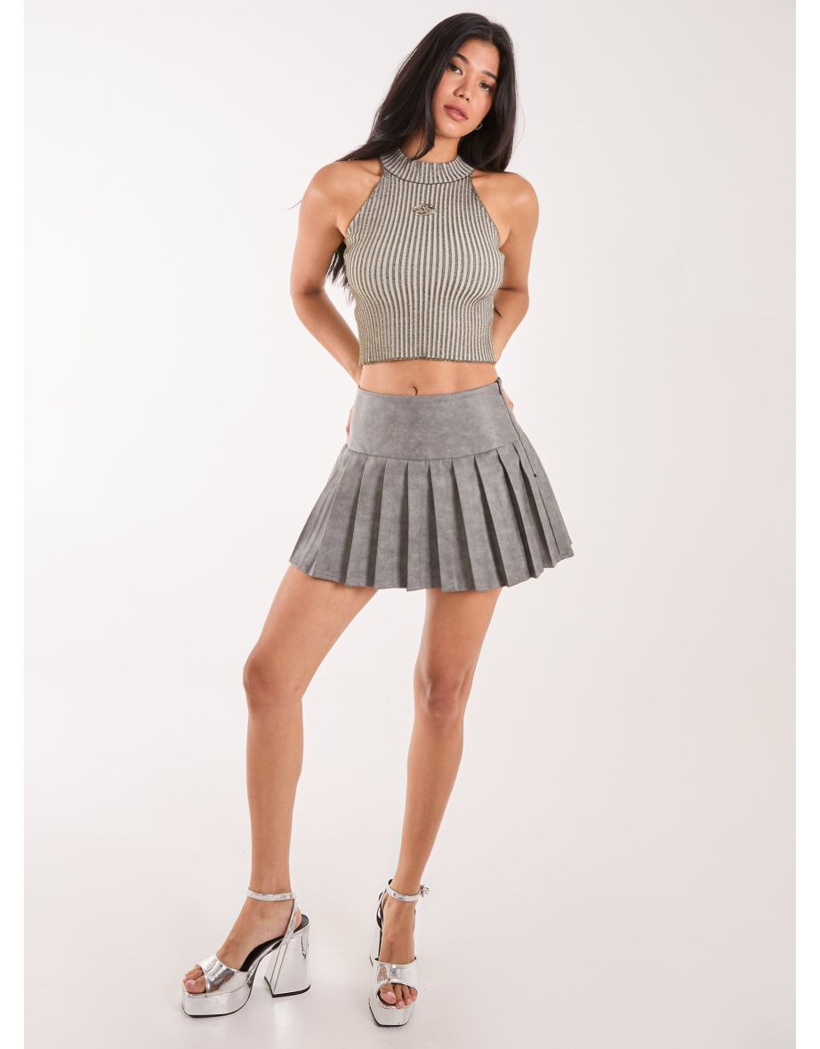 Halter Neck Logo Detail Racer Top
