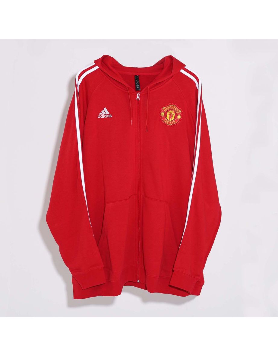 Men's adidas Manchester United DNA Graphic Full Zip Hoodie in Red