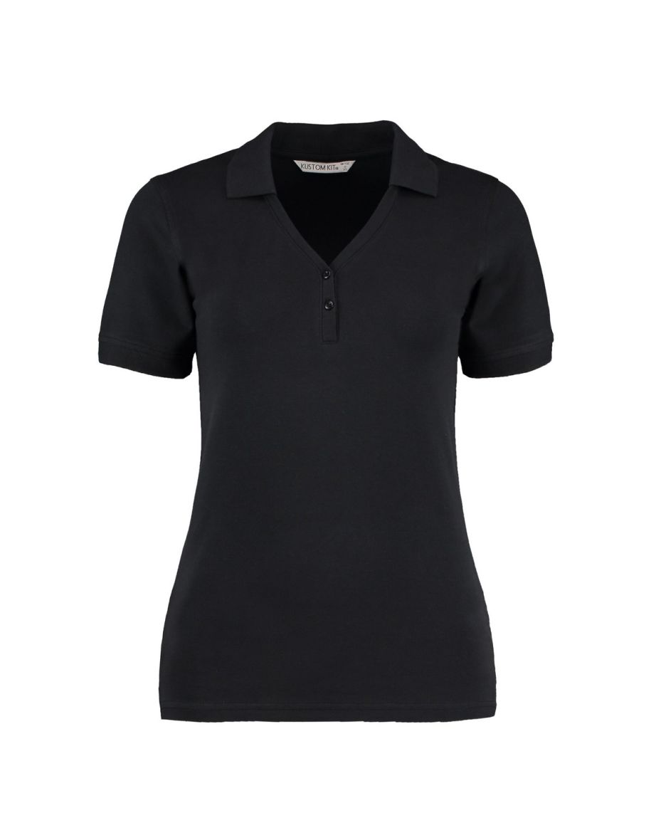 Kustom Kit Womens/Ladies Sophia Comfortec V Neck Polo Shirt - Black