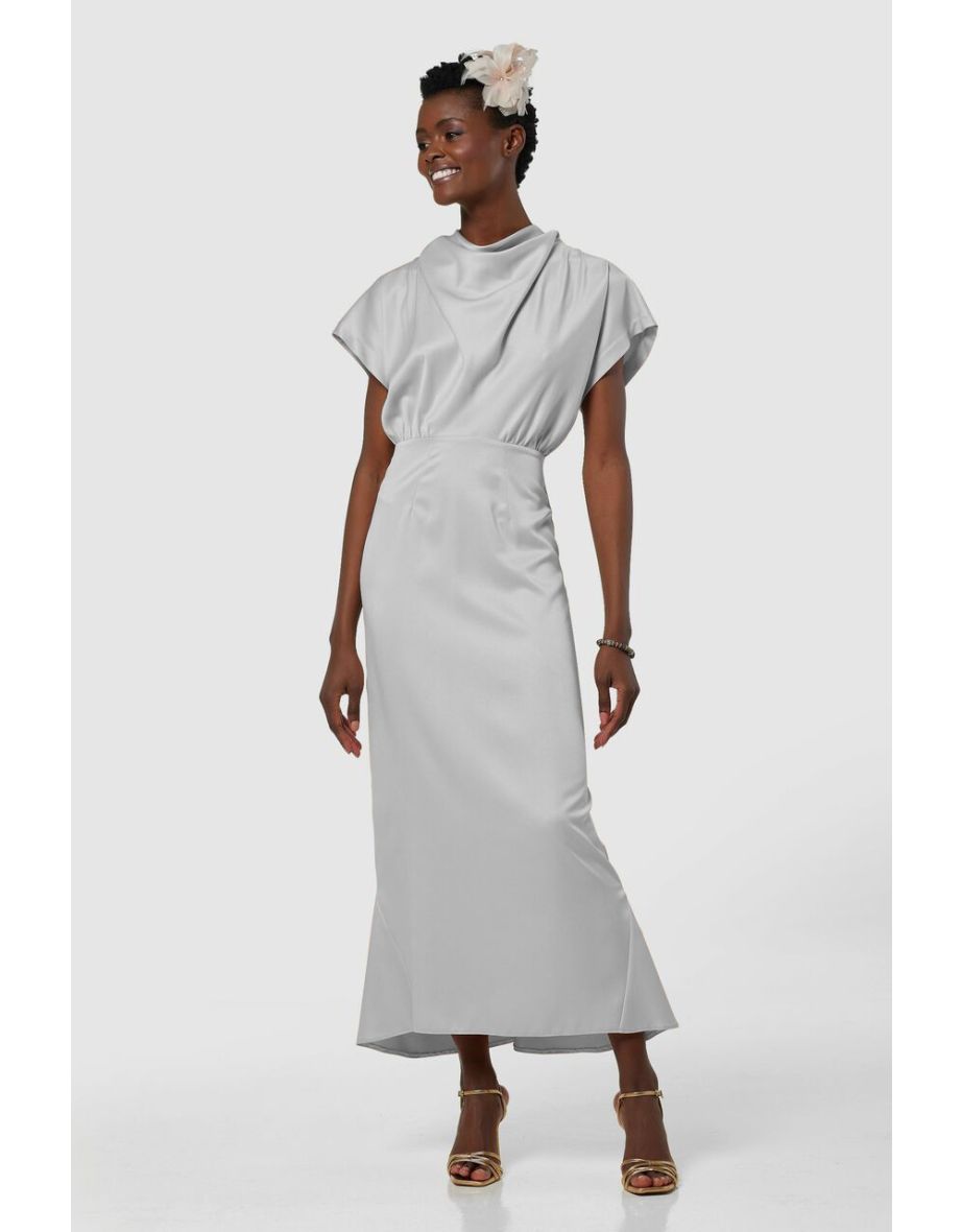 Closet London Silver High Neck Kimono Midi Dress