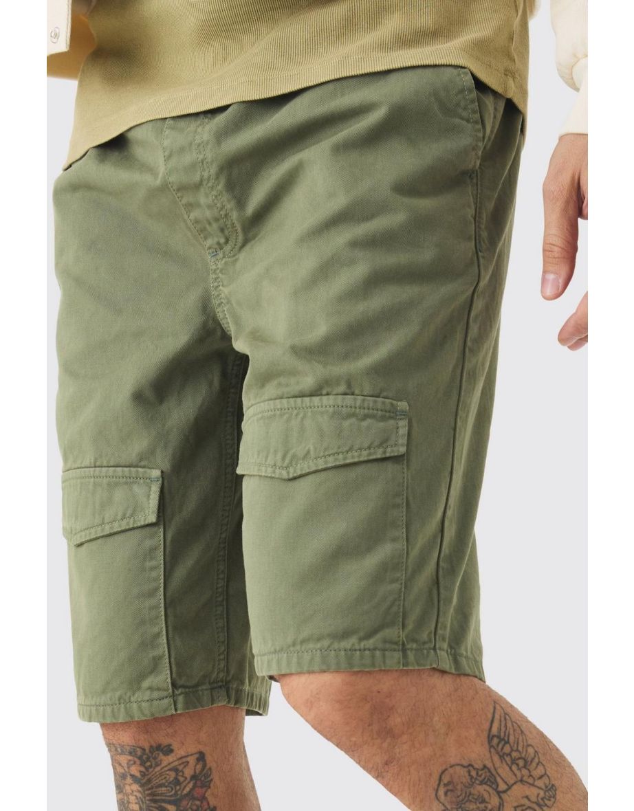 Tall Elasticated Waist Relaxed Bungee Cord Shorts - khaki - 2