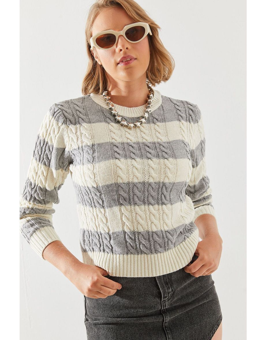 Women's Striped Crew Neck Sweater