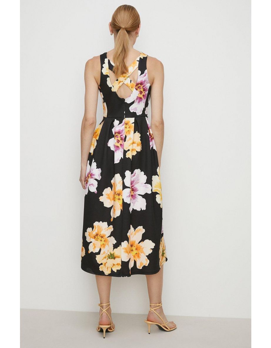 Petite Floral Cross Back Scuba Midi Dress - 2