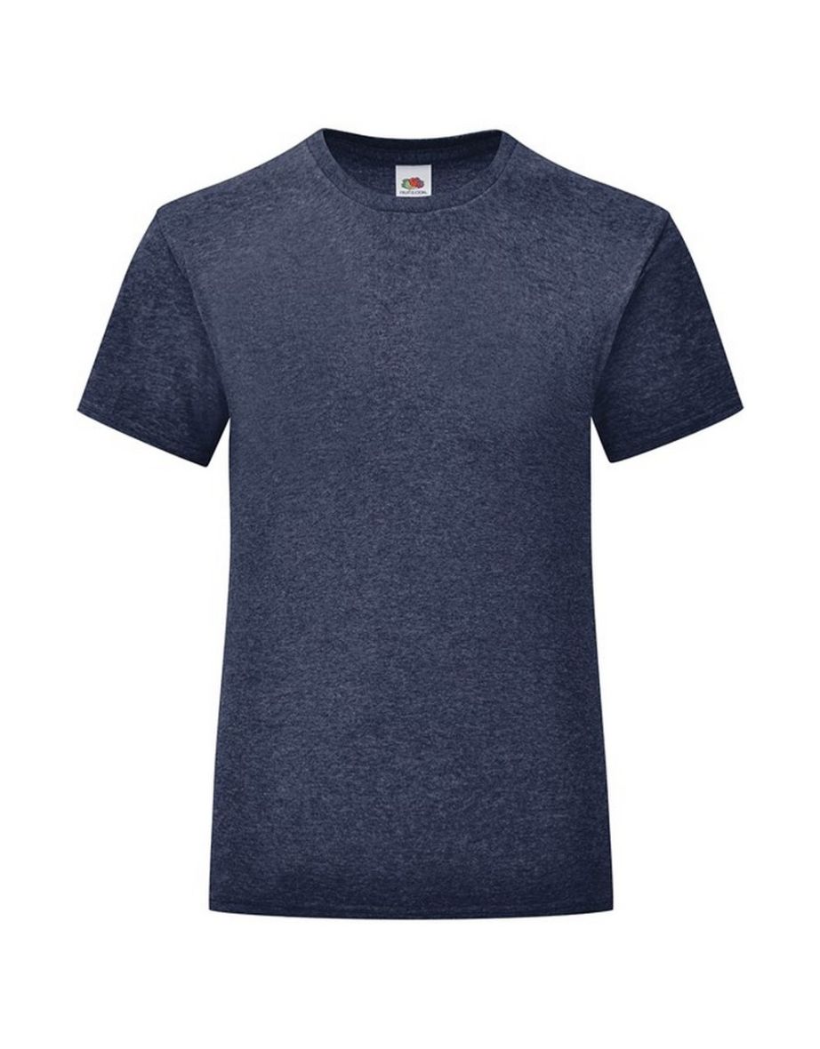 Fruit of the Loom Girls Iconic Heather T-Shirt - Navy