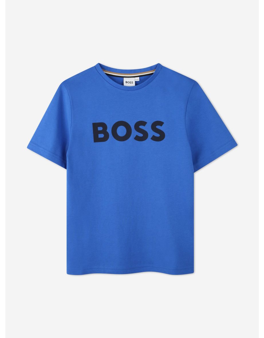 BOSS Boys Logo Print T-Shirt in Blue