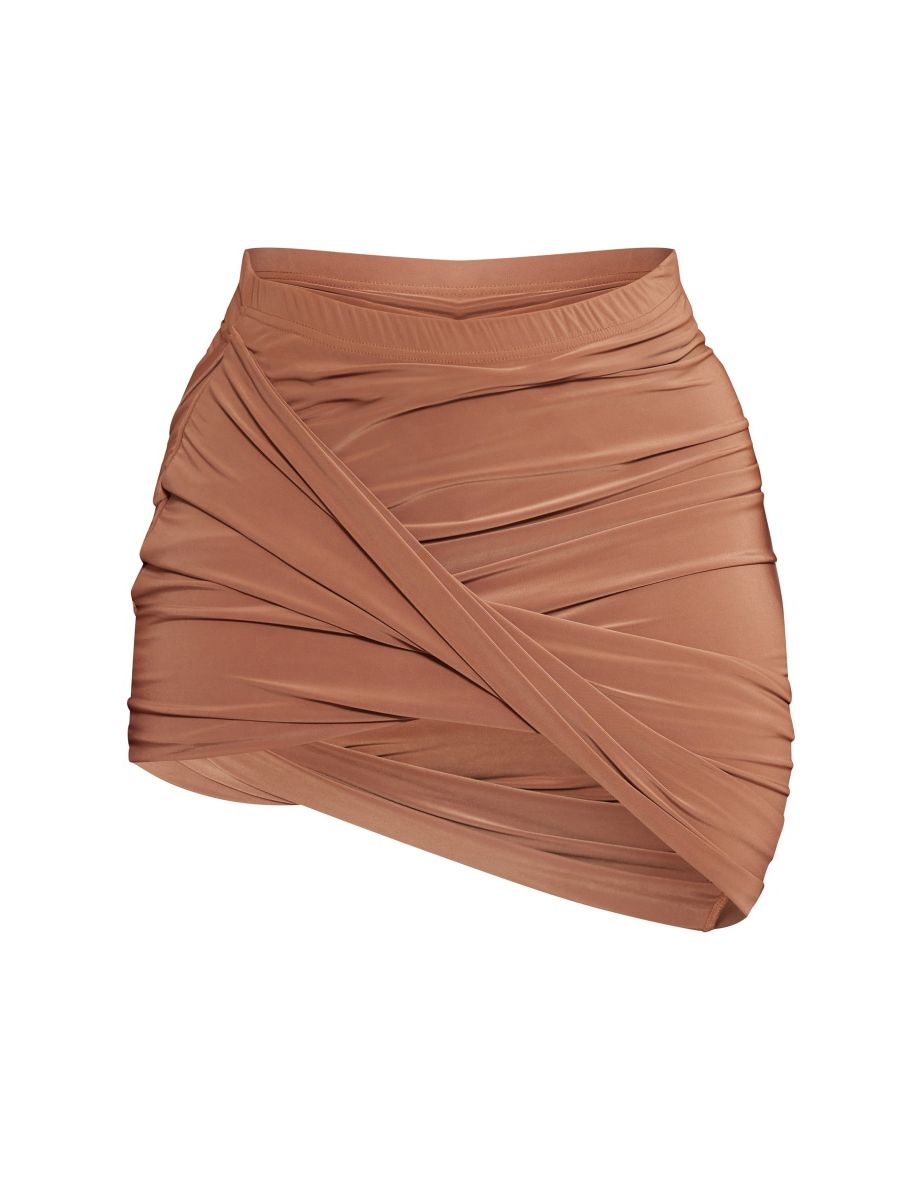 Shape Camel Slinky Drape Bodycon Skirt - 5