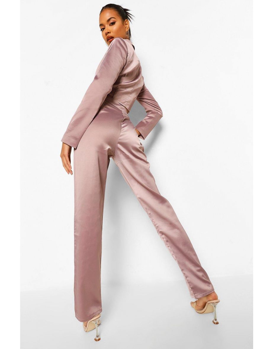 Women Tailored Satin Trouser - taupe | VogaCloset