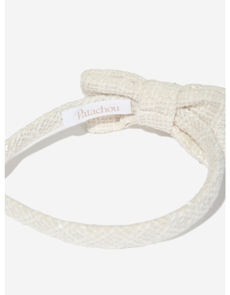 Girls Special Occasion Bow Headband in White - 3