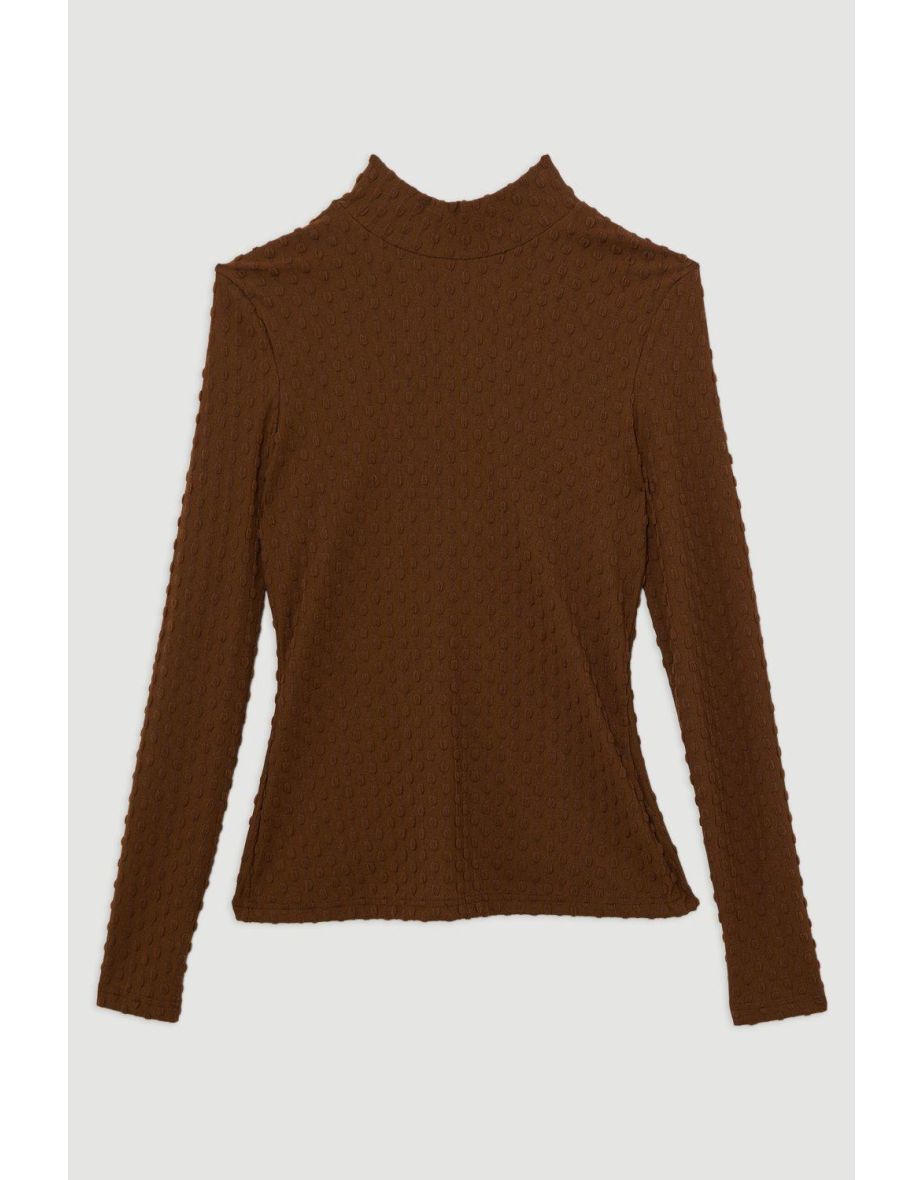 Premium Textured Jersey Roll Neck Top - 3