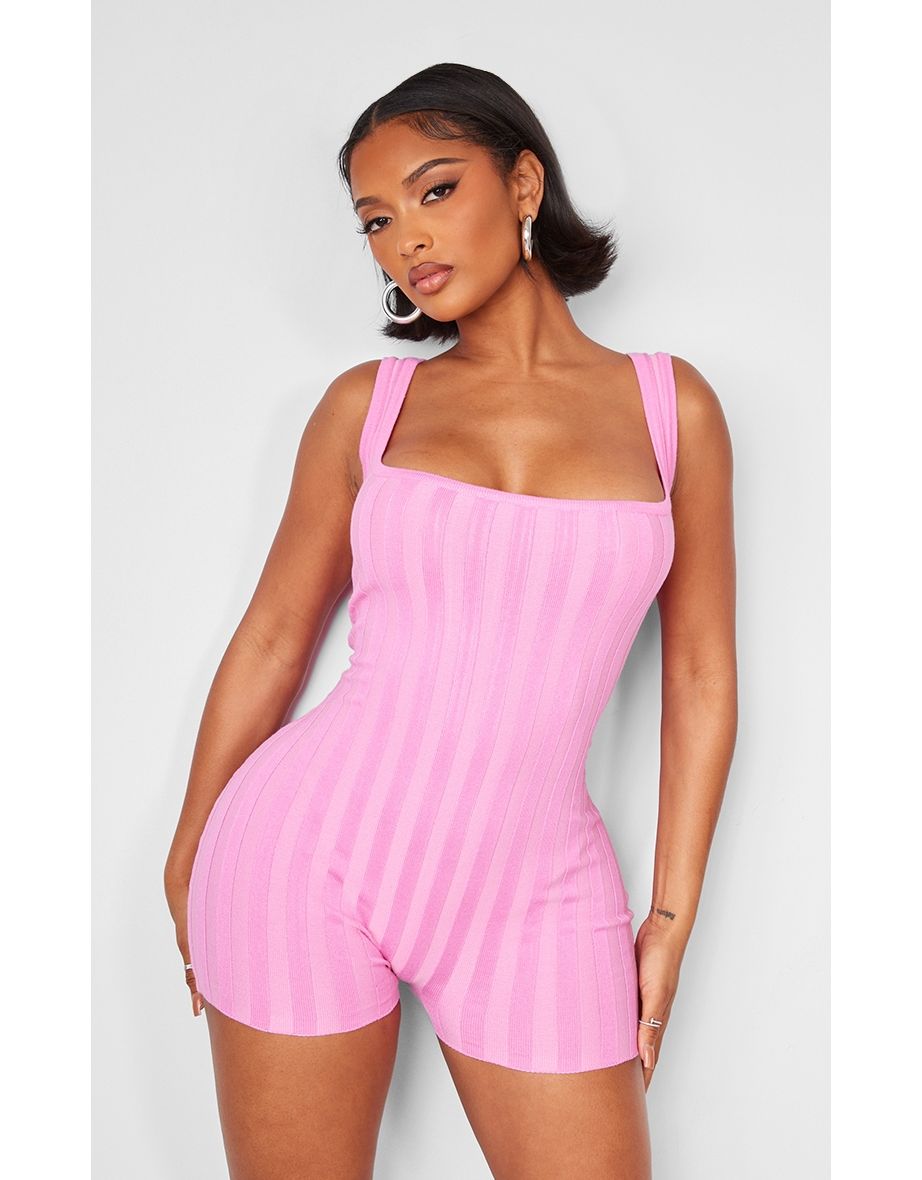 Shape Bright Pink Knit Contrast Sleeveless Unitard