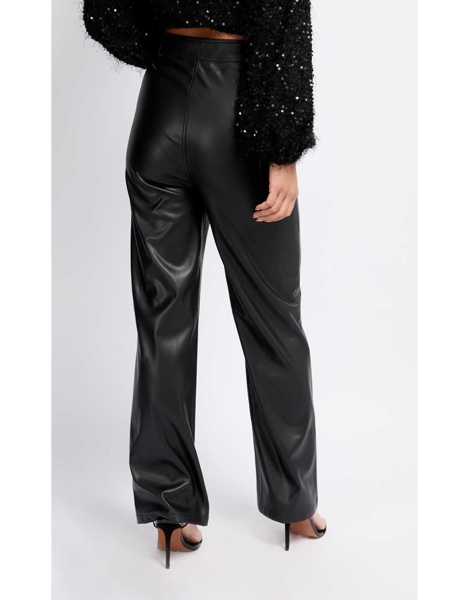 Black PU Trousers by Vogue Williams - 3