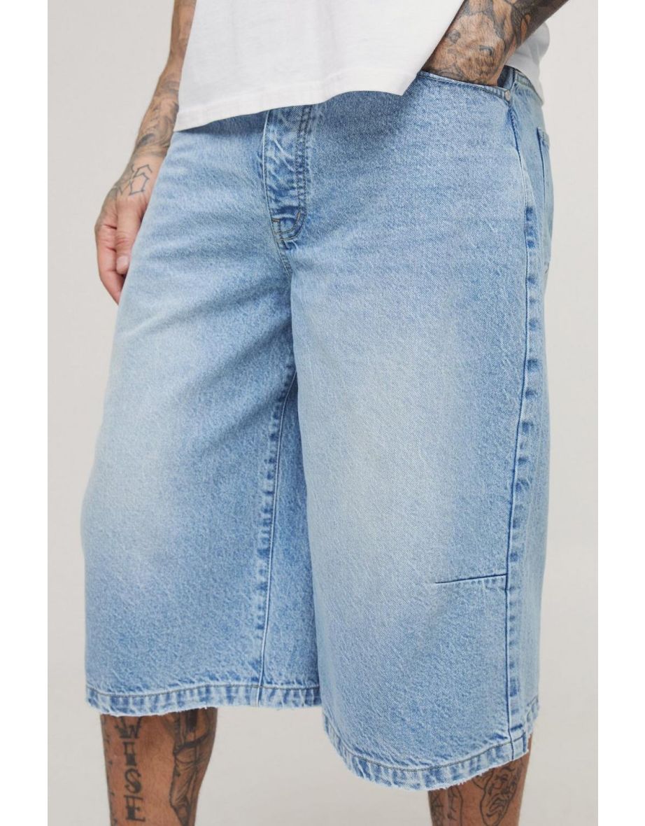Tall Washed Distressed Hem Jorts - 2