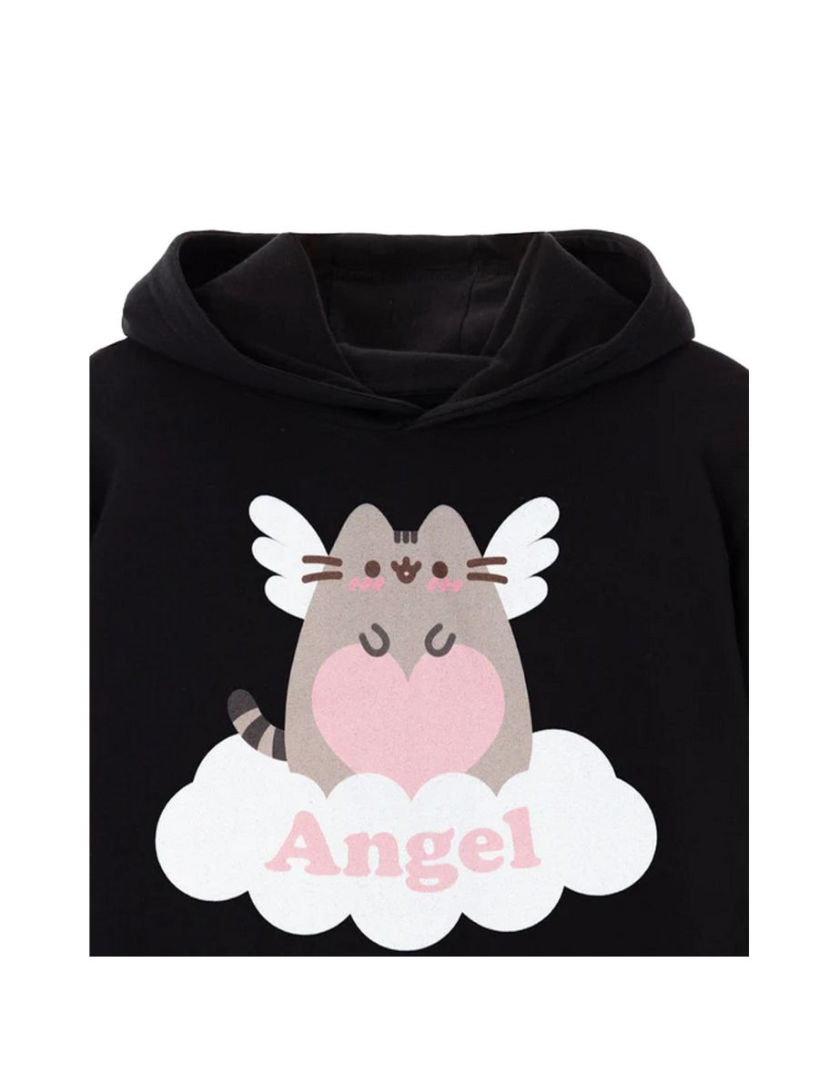 Pusheen Womens/Ladies Angel Wings Hoodie - Black - 2