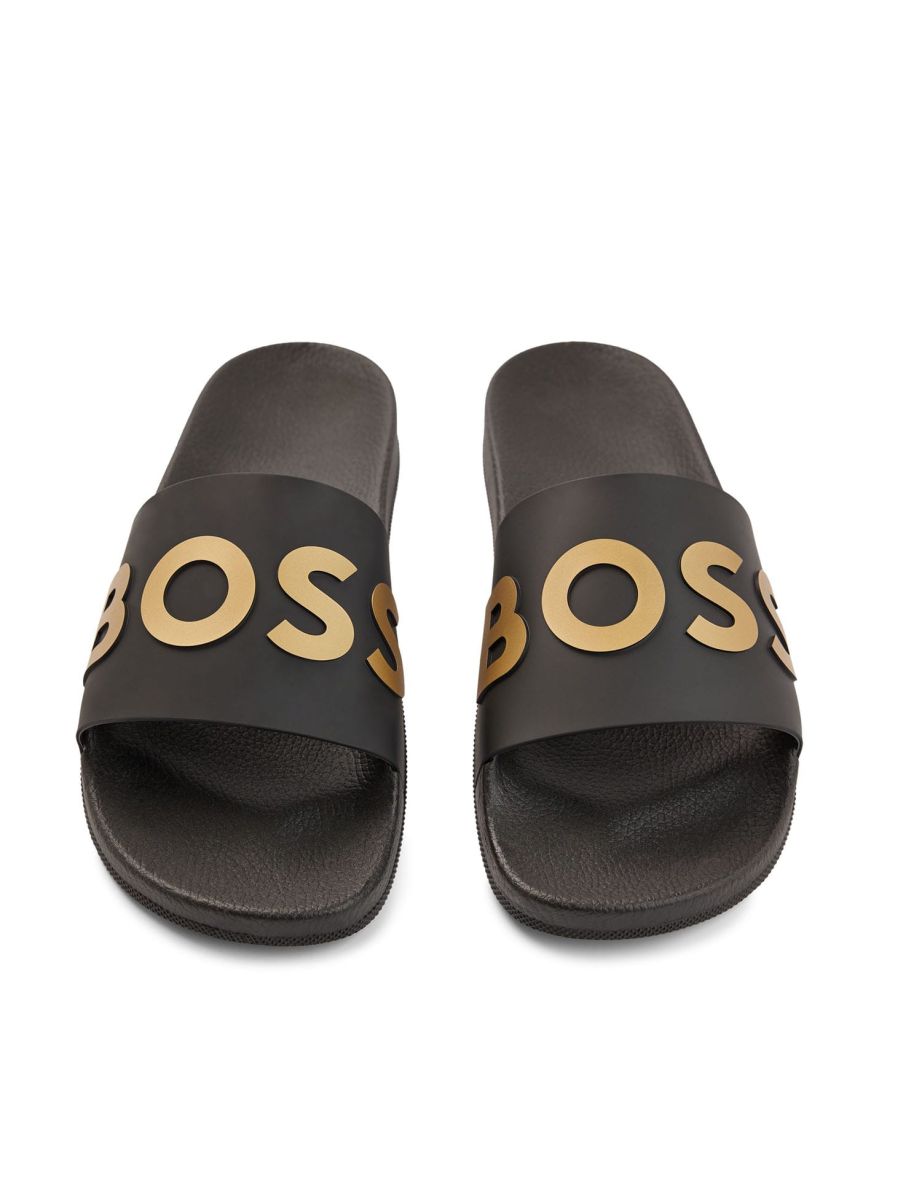 Men's Boss Bay Sliders in Black - 5
