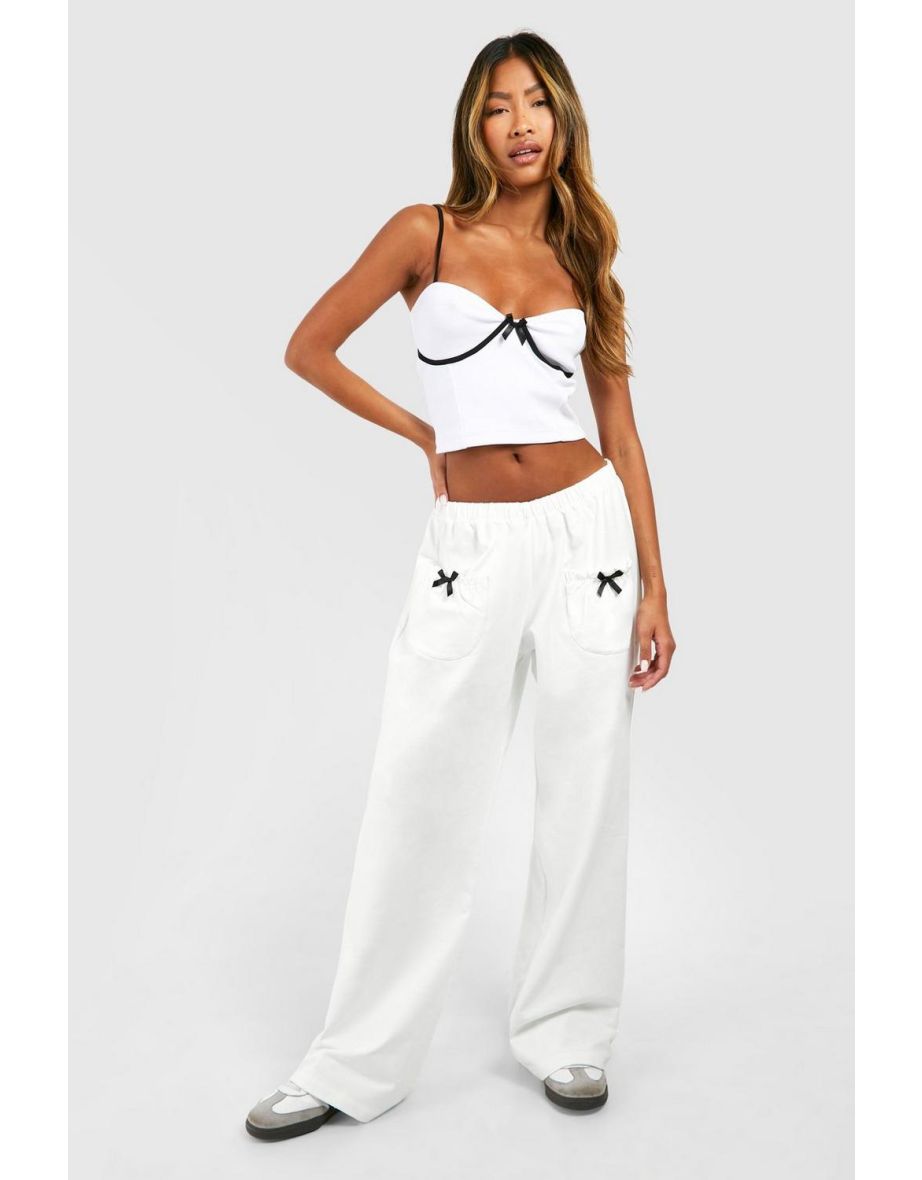 Bow Detail Ribbed Corset Top - white
