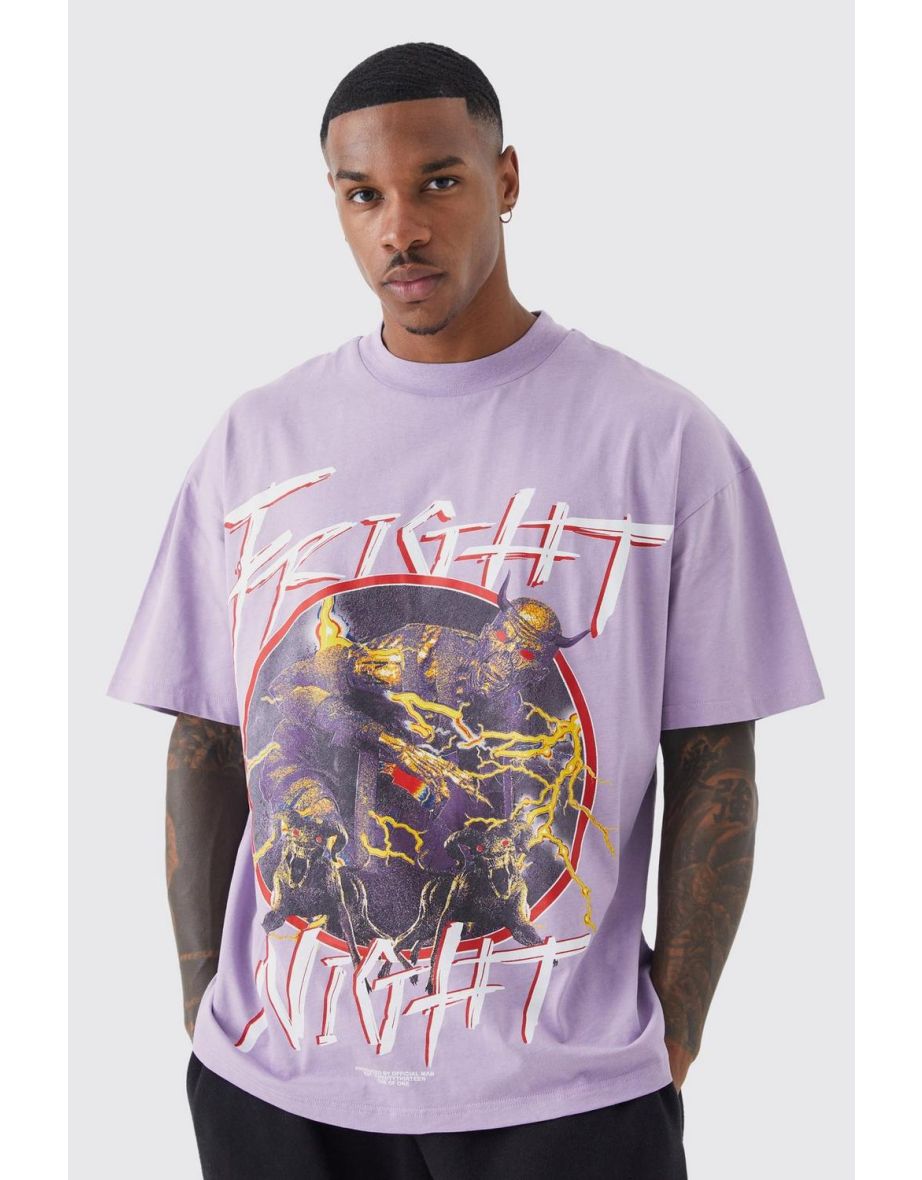 Oversized Fright Club Graphic T-shirt - lilac
