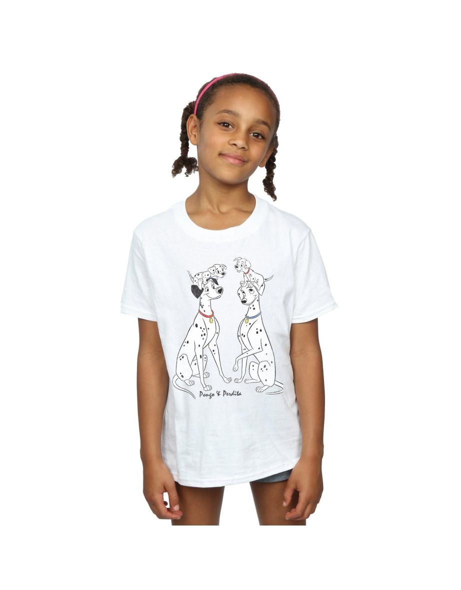 101 Dalmatians Girls Pongo And Perdita T-Shirt - White