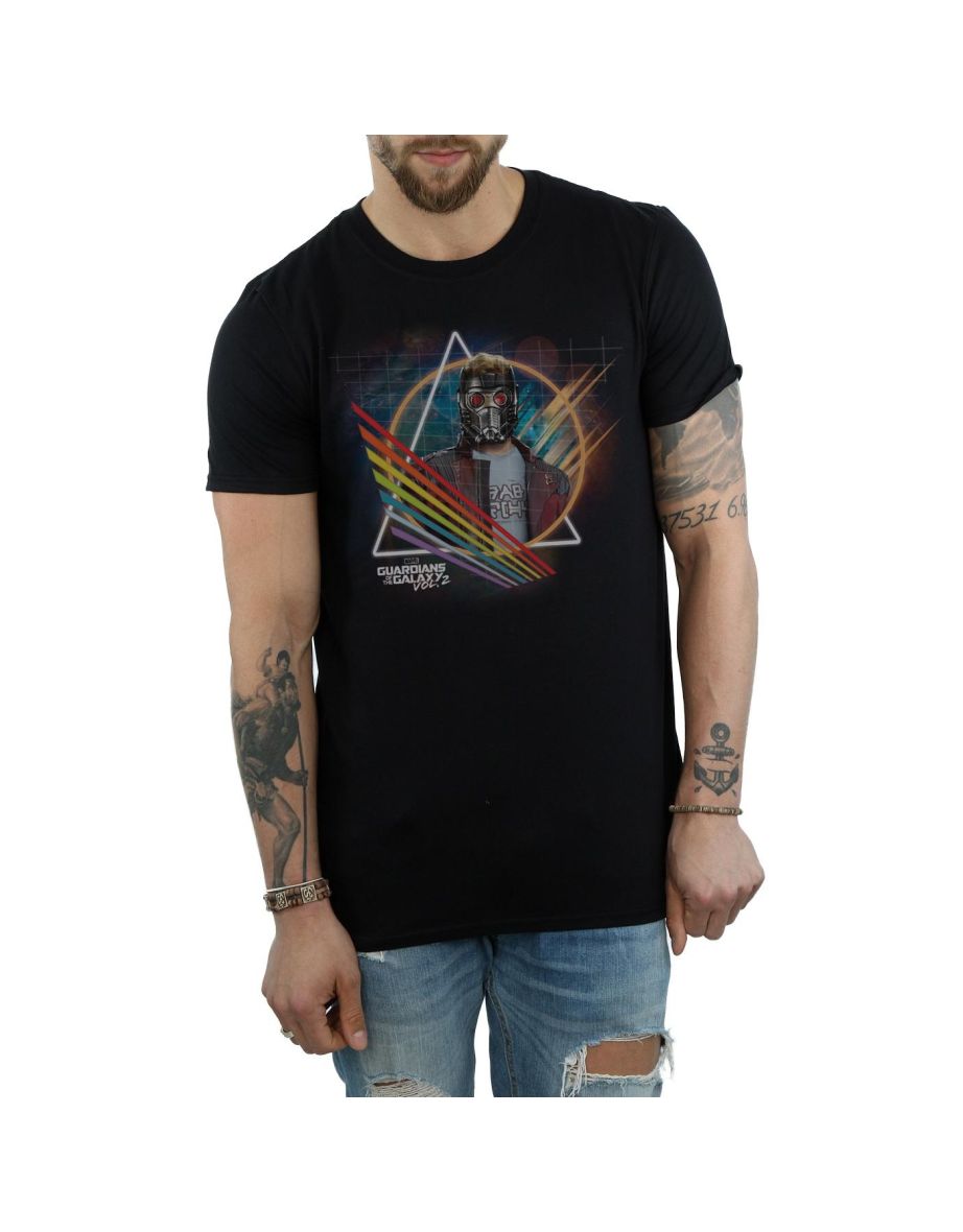 Marvel Mens Guardians Of The Galaxy Neon Star Lord Masked T-Shirt - Black - 3