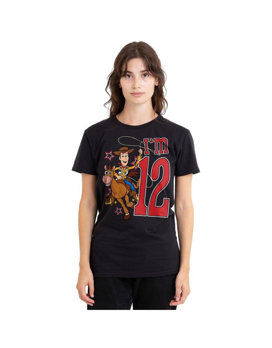 Toy Story Unisex Adult I´m 12 Woody Birthday T-Shirt - Black