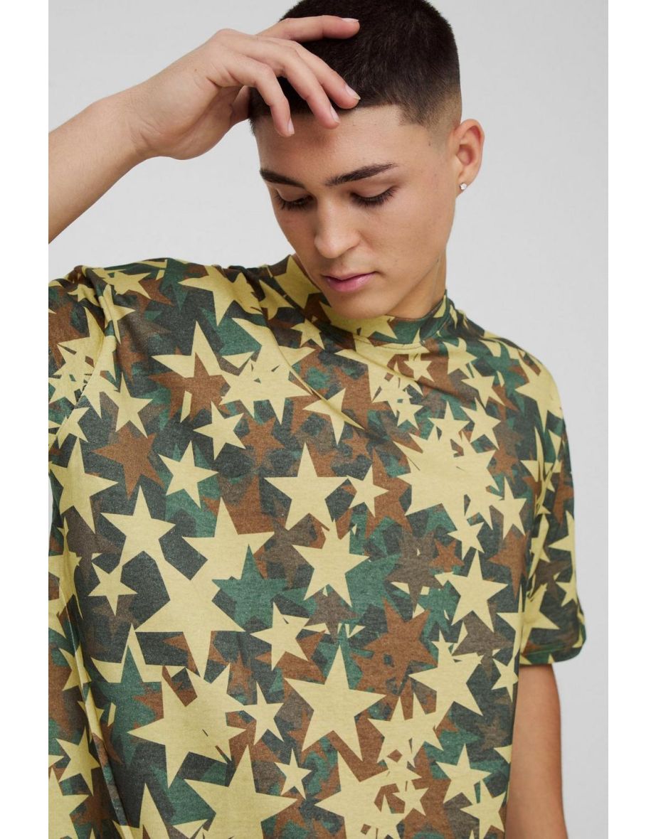 Oversized Extended Neck Aop T-shirt - 2