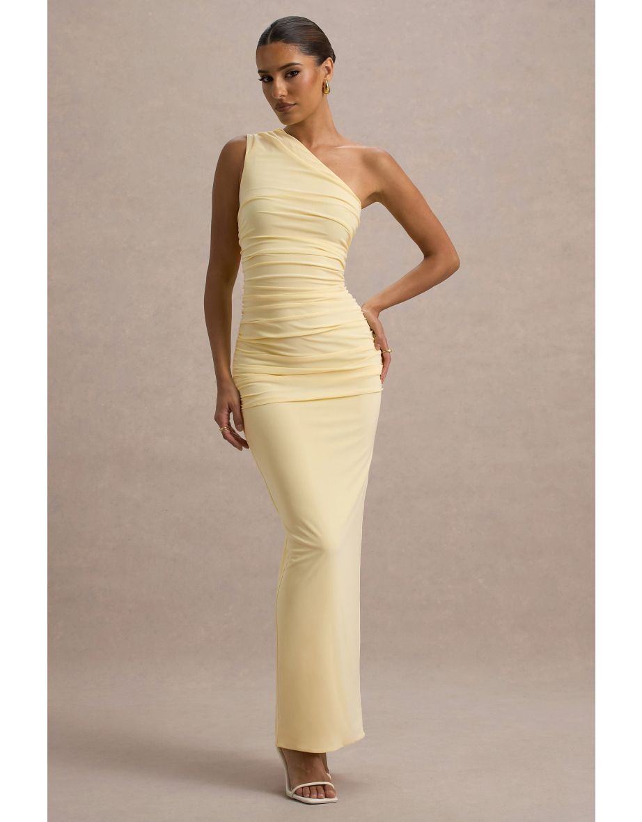 Dalarie | Lemon One-Shoulder Gathered Maxi Dress