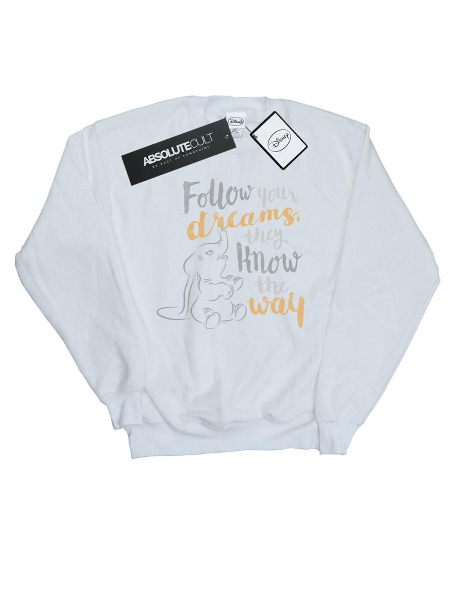 Disney Girls Dumbo Follow Your Dream Sweatshirt - White