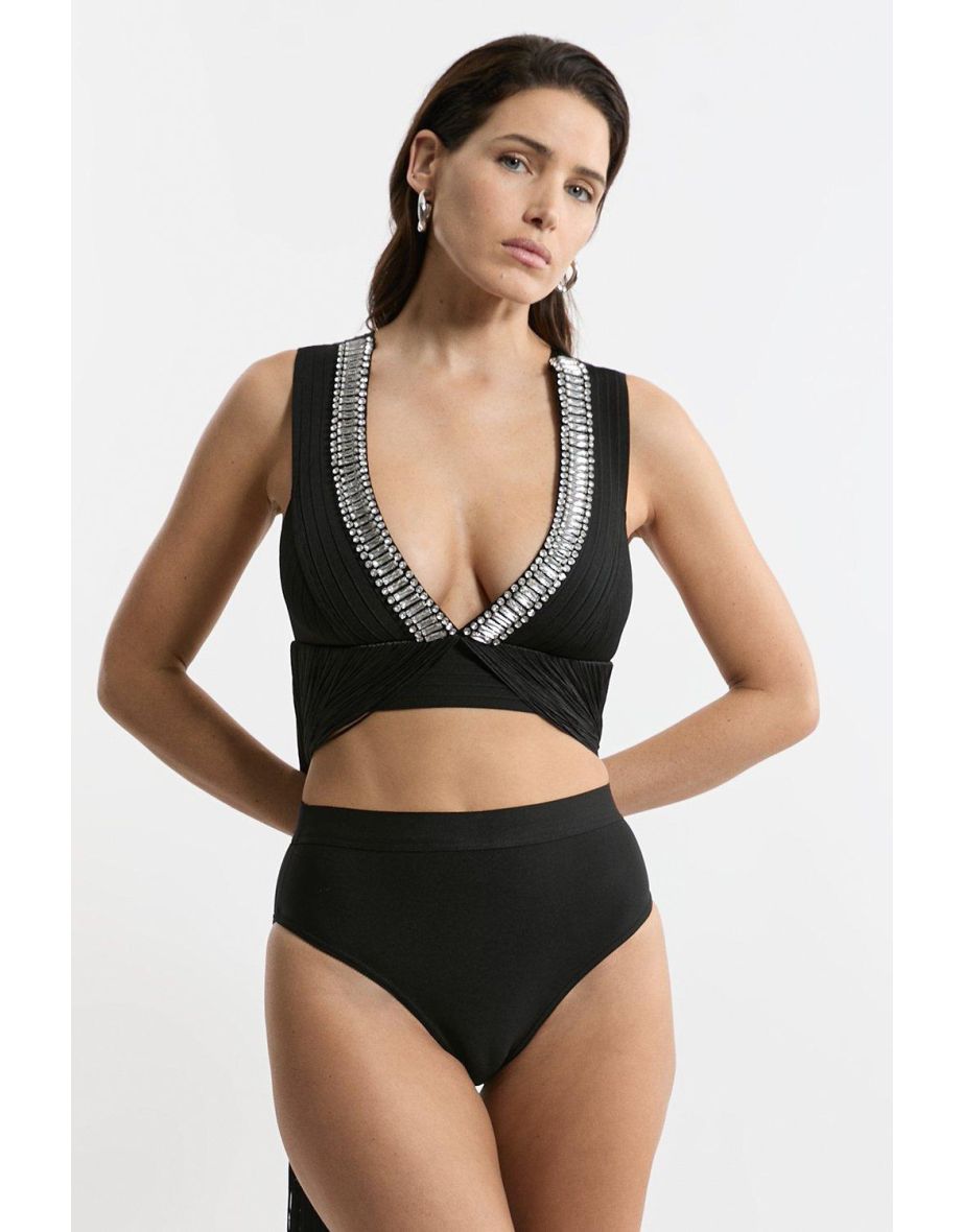 High Waisted Bandage Bikini Bottoms