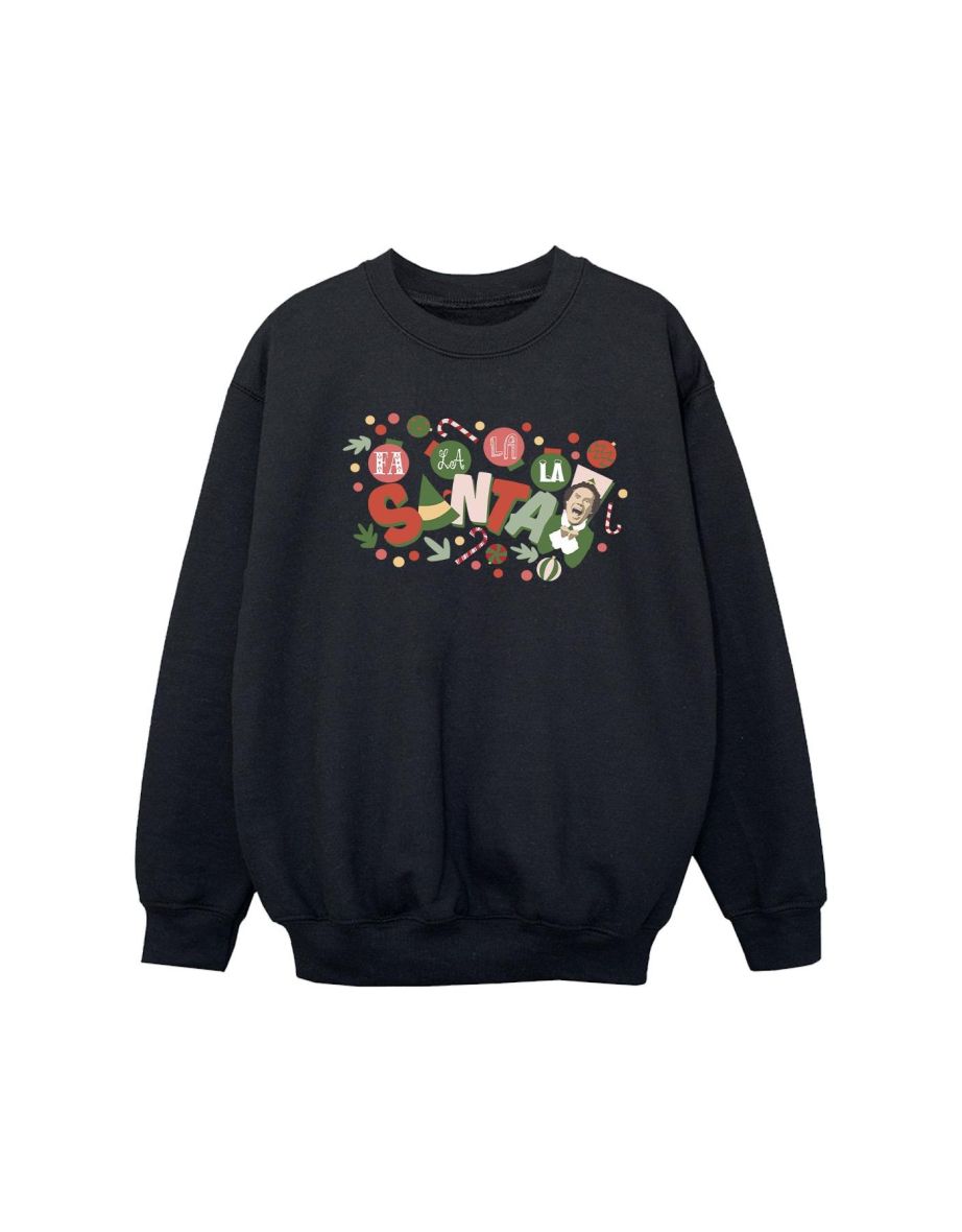 Elf Girls Santa Fa La La Sweatshirt - Black