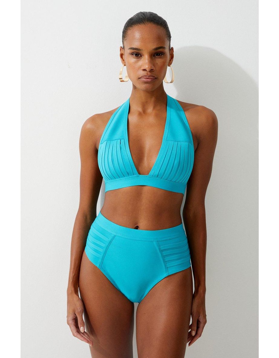 Bandage Sheer Stripe Halter Neck Top