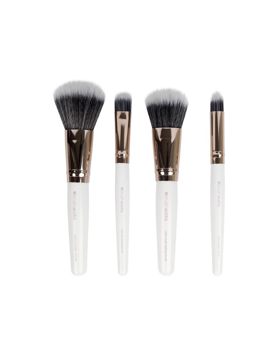Brushworks White & Gold Travel Makeup Brush Set