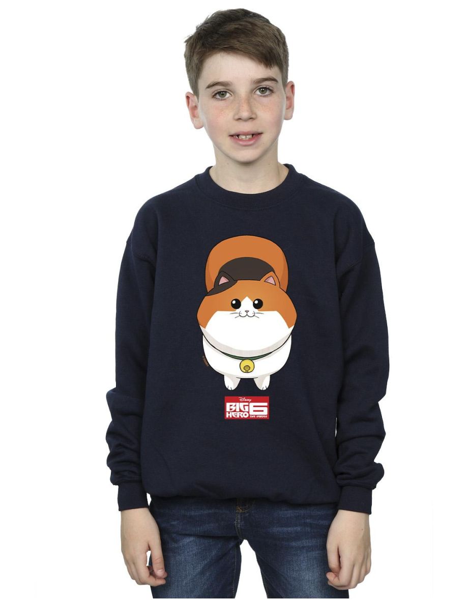 Disney Boys Big Hero 6 Baymax Kitten Face Sweatshirt - Navy Blue