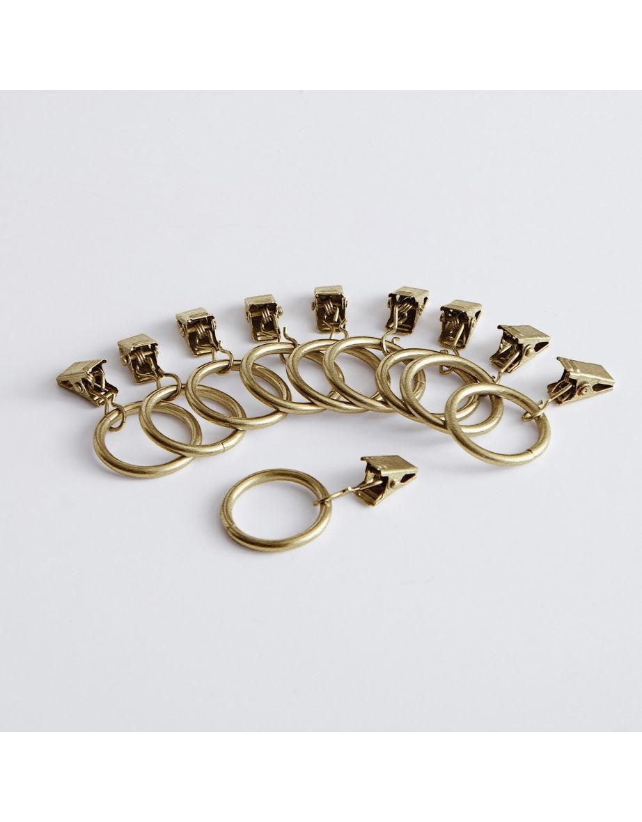 Onega Set of 10 Curtain Rings with Clips