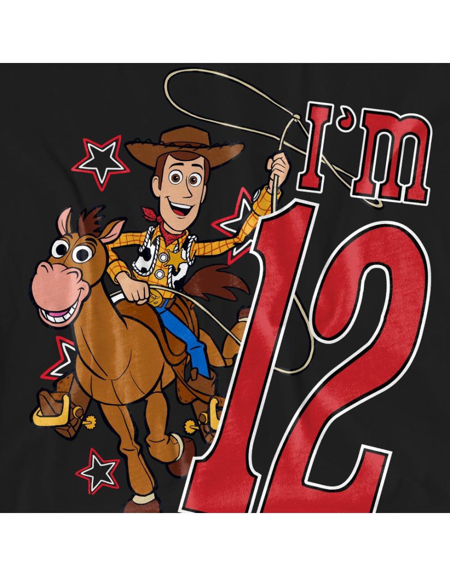 Toy Story Unisex Adult I´m 12 Woody Birthday T-Shirt - Black - 3