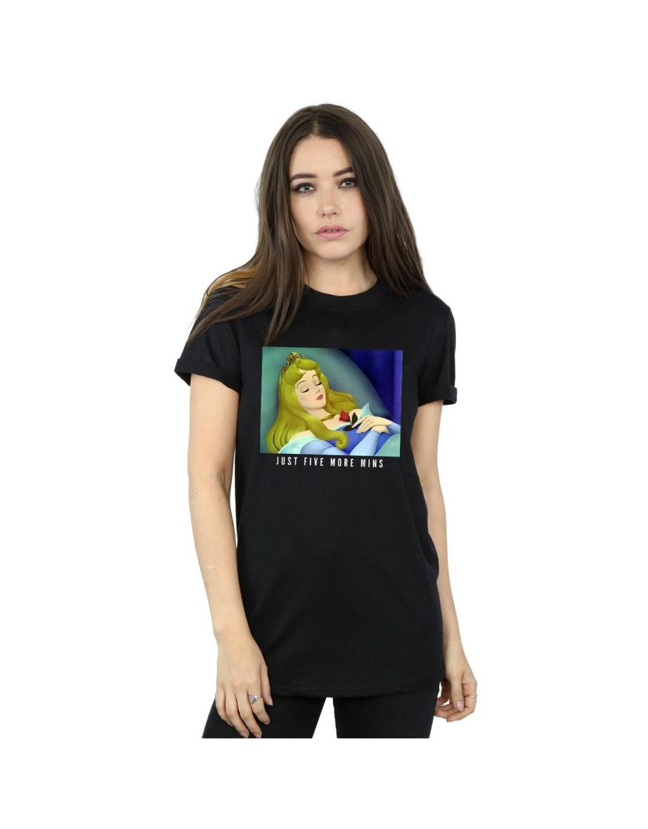 Disney Princess Womens/Ladies Sleeping Beauty Five More Minutes Cotton Boyfriend T-Shirt - Black