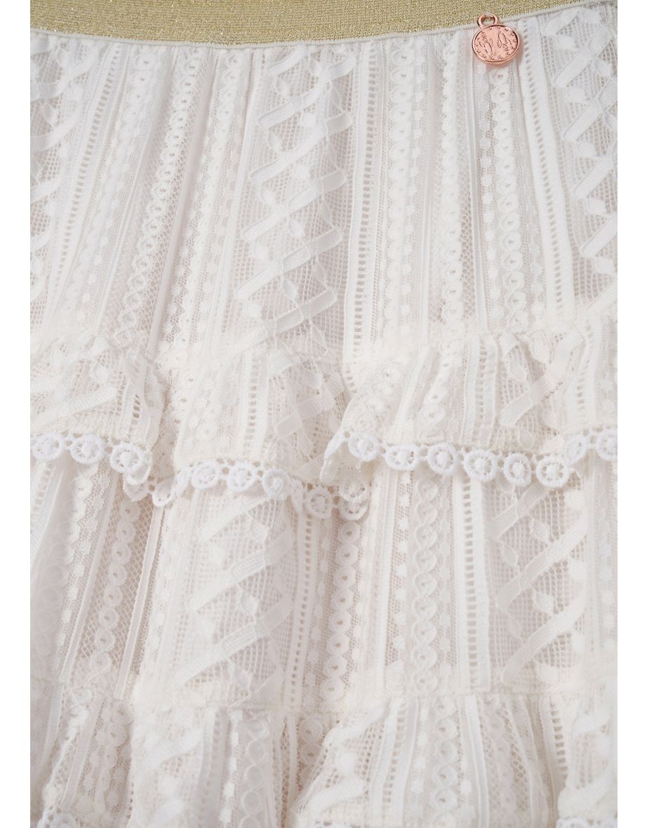 Annabelle Ivory Lace Ruffle Skirt - 4