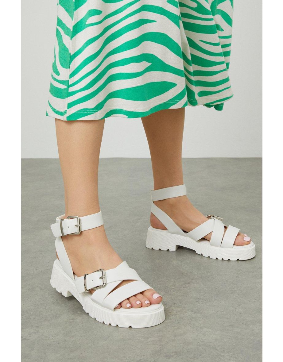 ASOS DESIGN Fountains chunky sporty flat sandals in silver - ShopStyle