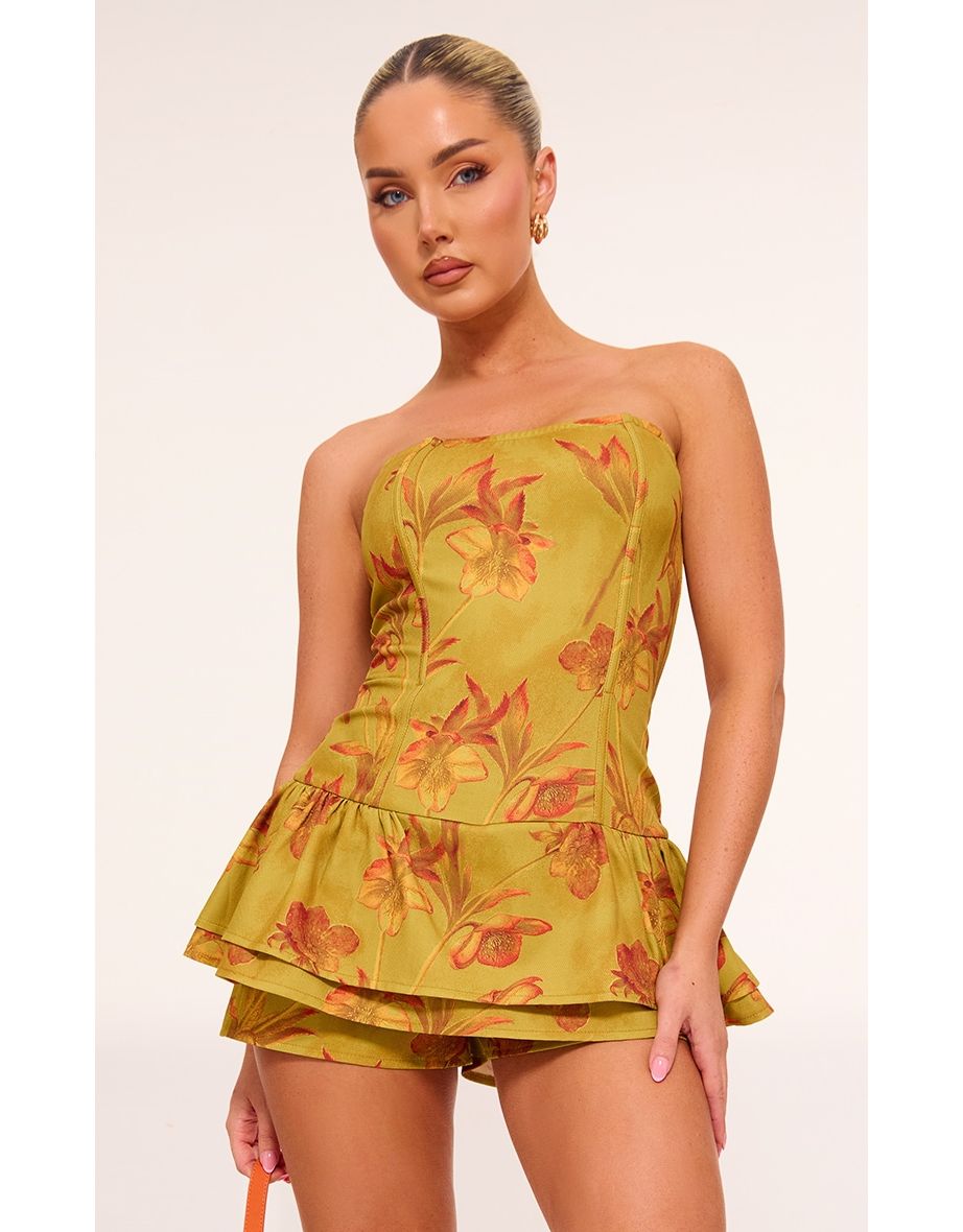 Yellow Blossom Twill Bandeau Rara Playsuit