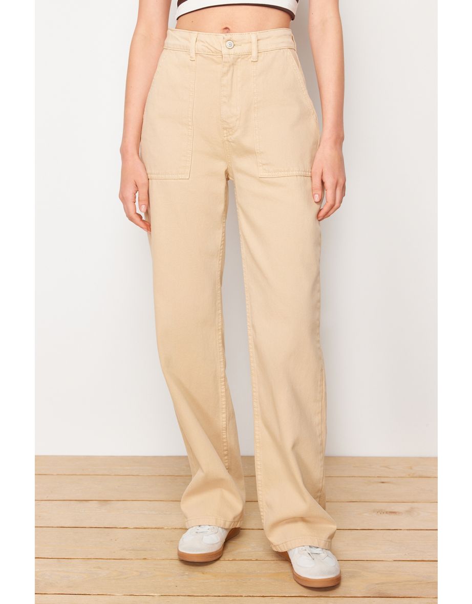 Camel High Waist 90's Wide Leg Jeans - 5