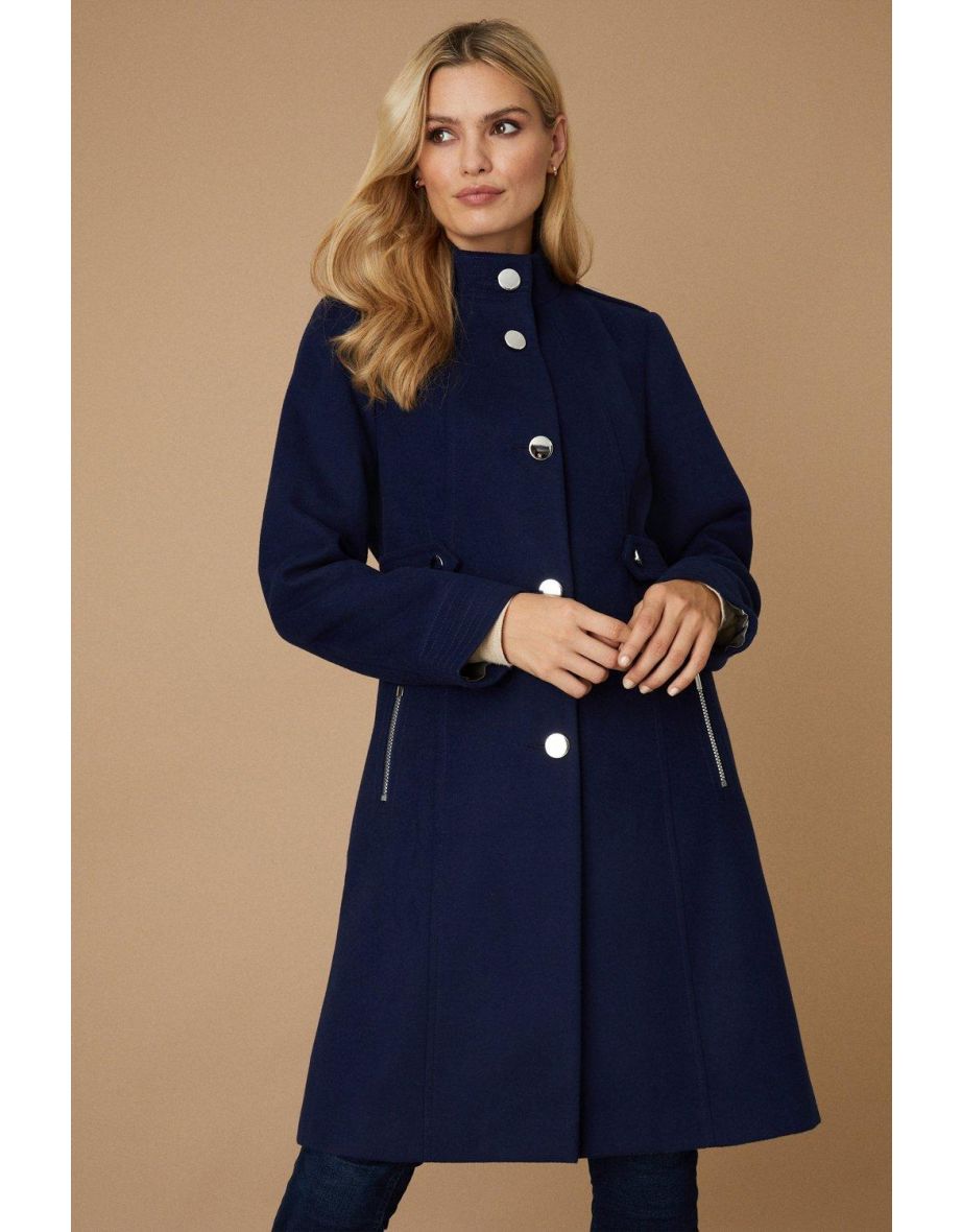 wallis petite funnel neck coat